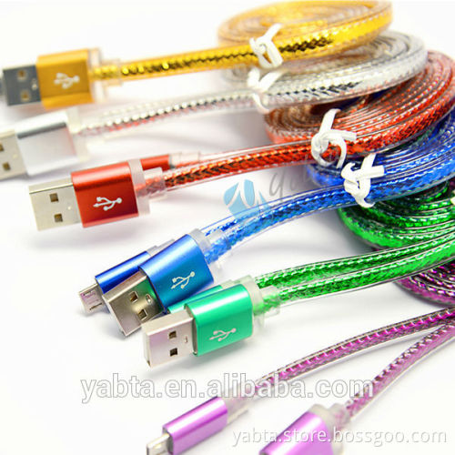 shenzhen factory flat usb cable, metal housing usb data cable, usb cable for iphone 6 and samsung